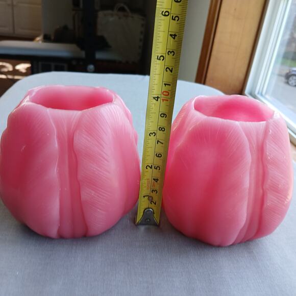 Set of 2 Pink Tulip Flameless Candles 2 AA batteries not included wax flicker - Picture 11 of 14